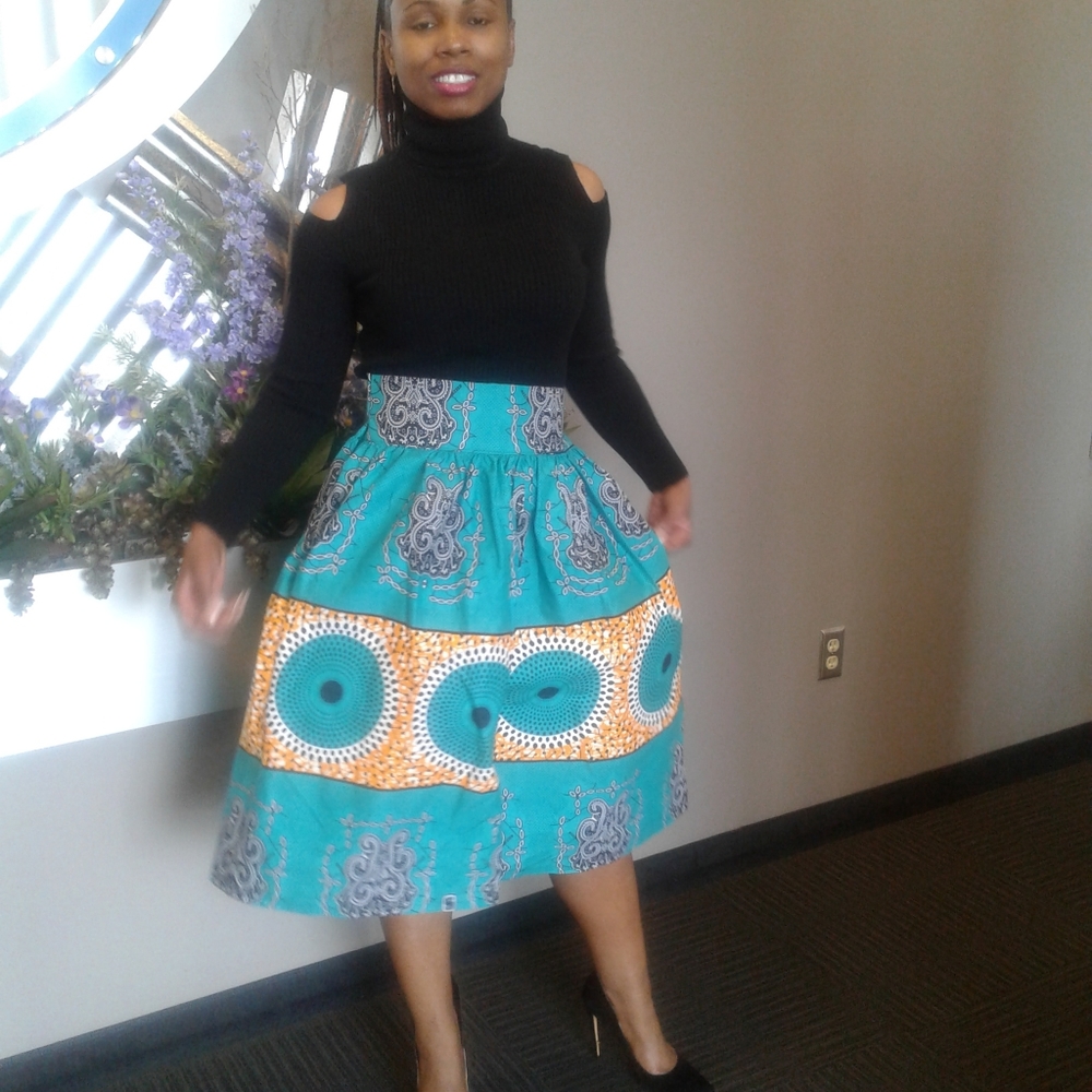 African Print Midi Skirt